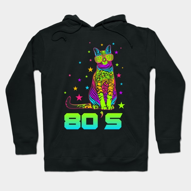 80s cat Hoodie by ElectricPeacock